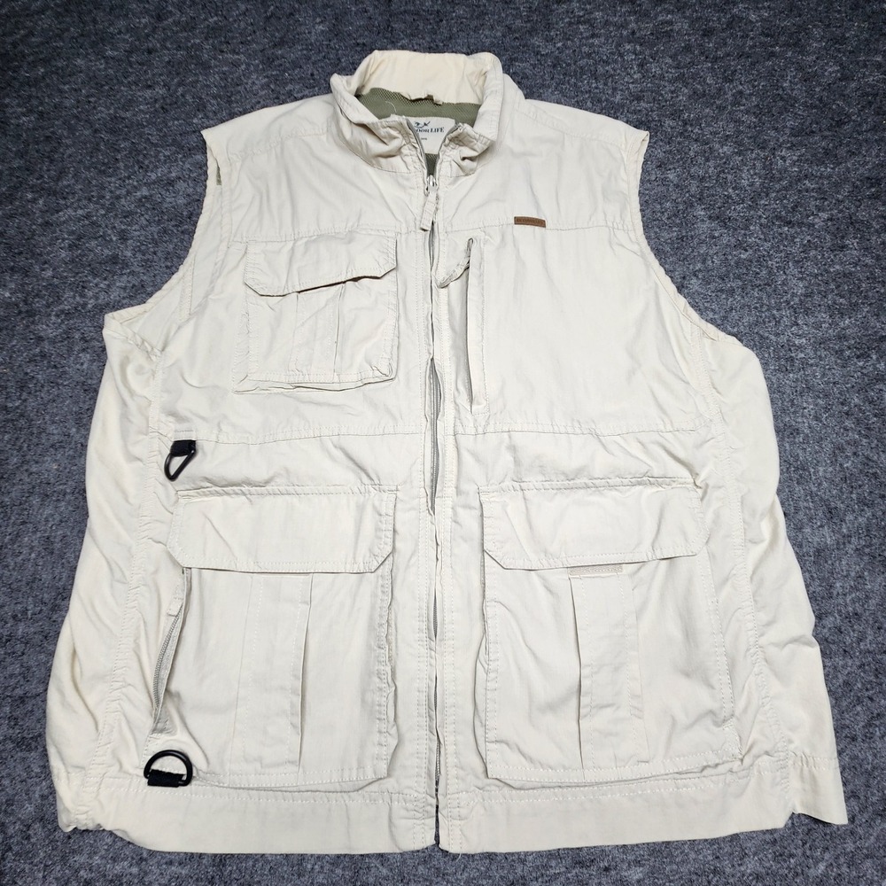 Outdoor Life Mens Safari Photography Hiking Fishing Multi Pocket Vest Large